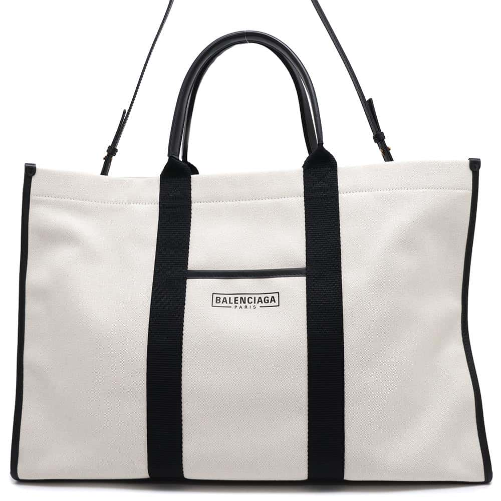 BALENCIAGA Hardware Tote Natural/Black671403 Canvas Size Large