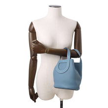 Load image into Gallery viewer, HERMES in-the-loop tote New Blue Jean Taurillon Clemence Swift Leather Size 18
