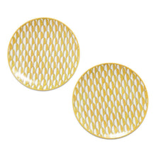 将图像加载到图库查看器中，HERMES Soleil de HERMES Dessert Plates, Set of 2 White/Yellow Porcelain
