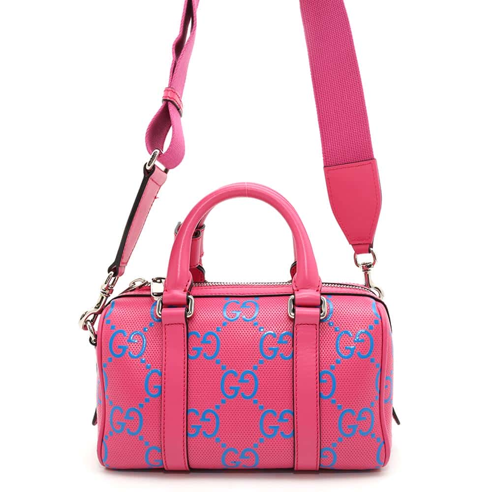 GUCCI GG embossed duffle bag Pink/Blue725292 Leather