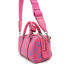 Load image into Gallery viewer, GUCCI GG embossed duffle bag Pink/Blue725292 Leather
