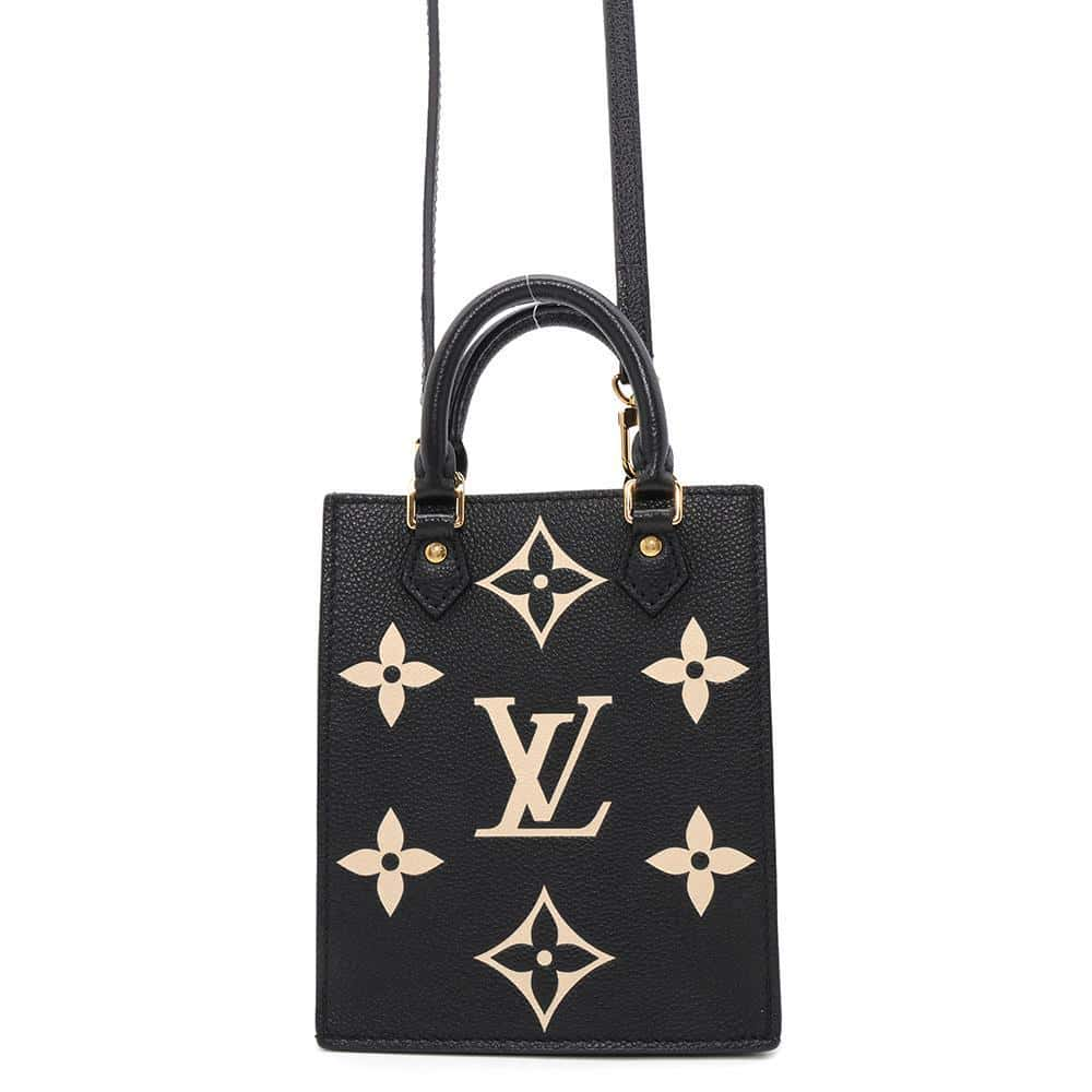 LOUIS VUITTON Petit Sac Plat Noir M81416 Monogram Empreinte Leather