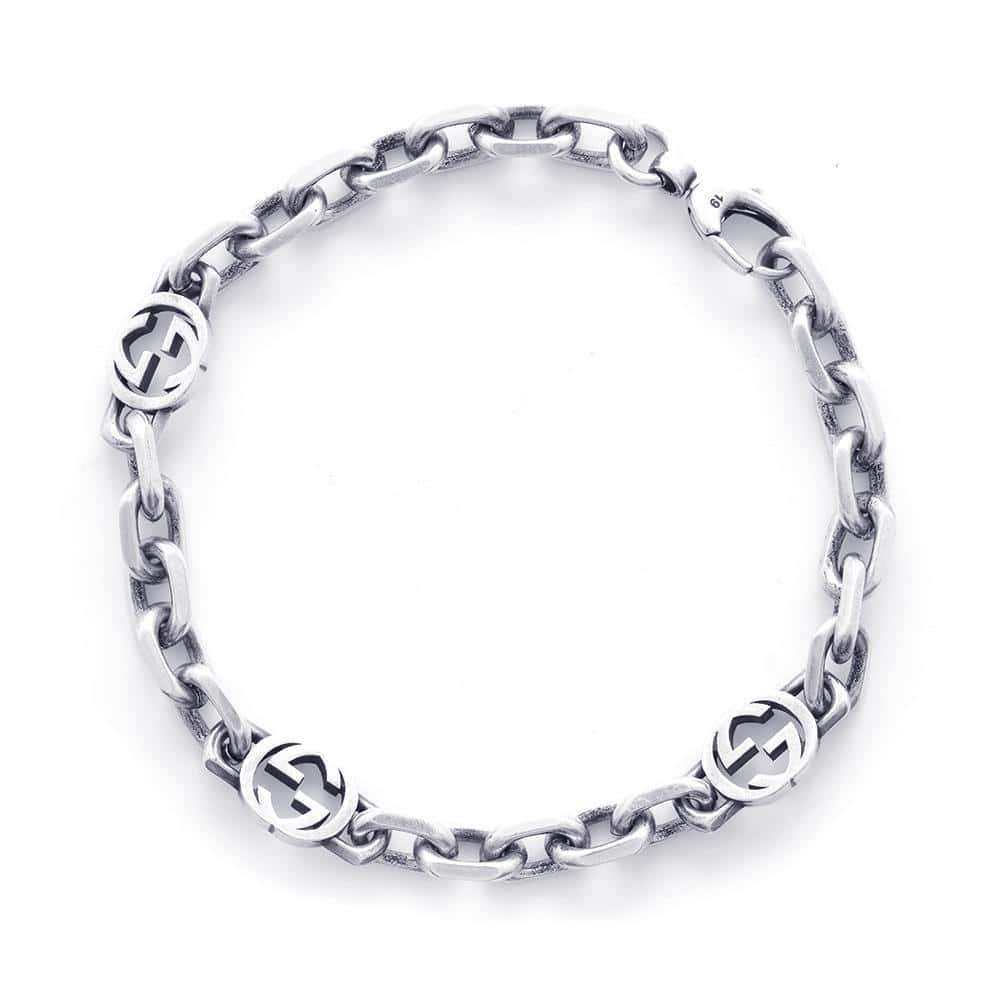 GUCCI Interlocking Chain Bracelet Size 19 Silver620798 Ag925