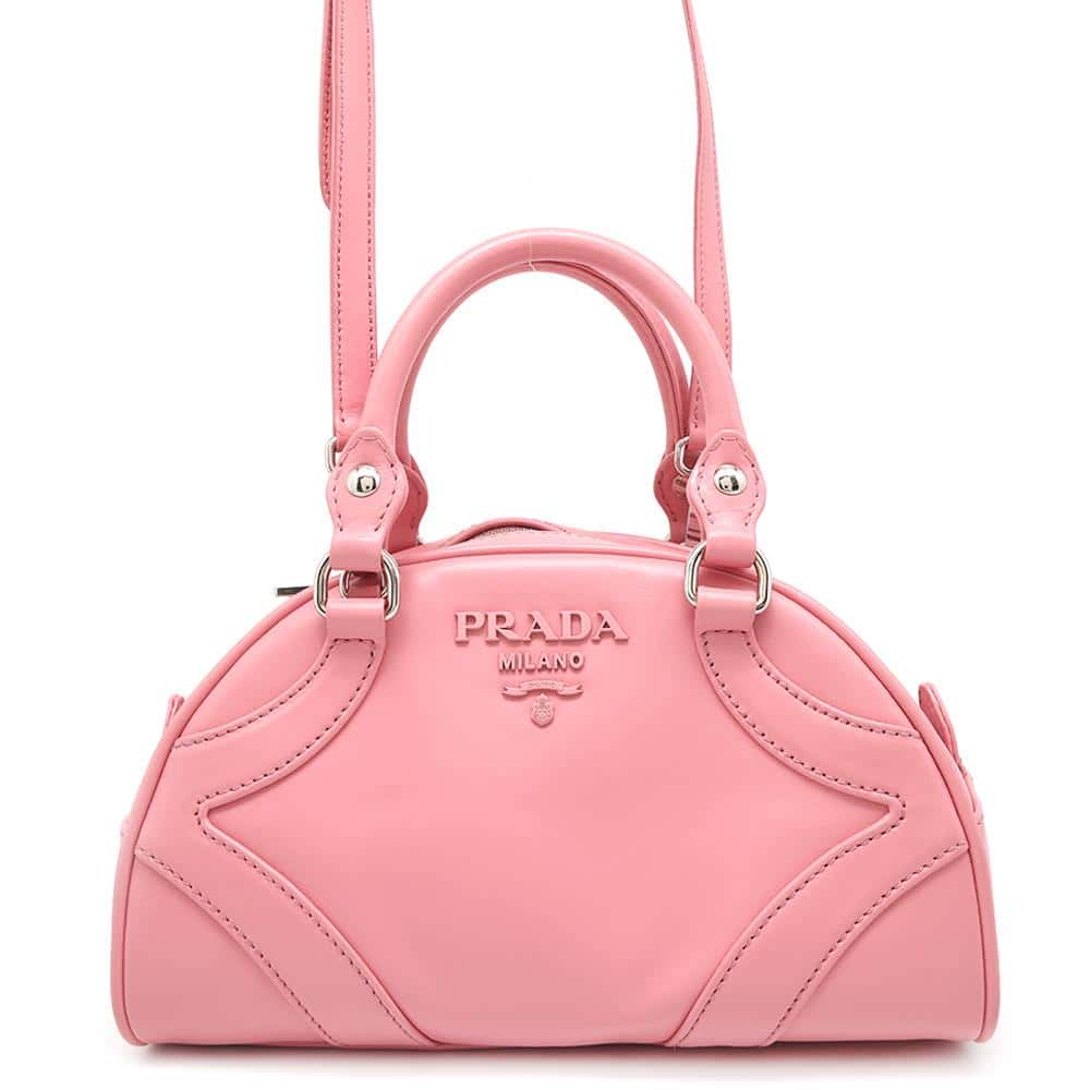 PRADA 2WAY Bowling Bag Pink1BB071 Leather