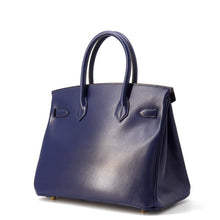 将图像加载到图库查看器中，HERMES Birkin Blue Saphir Box Calf Leather Size 30
