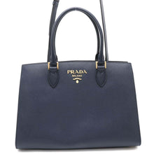 将图像加载到图库查看器中，PRADA 2wayHandbag Navy1BA228 Leather
