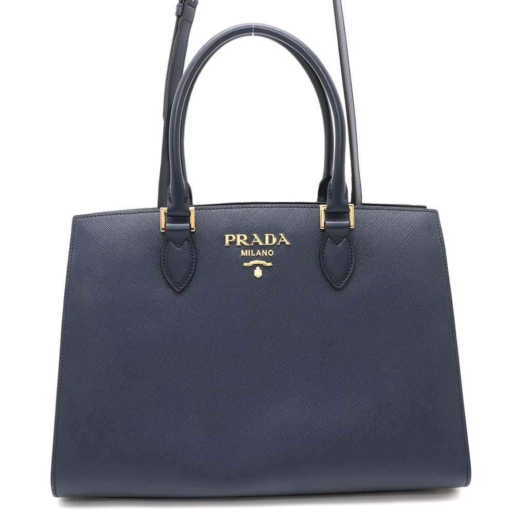 PRADA 2wayHandbag Navy1BA228 Leather