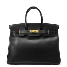 将图像加载到图库查看器中，HERMES Birkin Black Box Calf Leather Size 35
