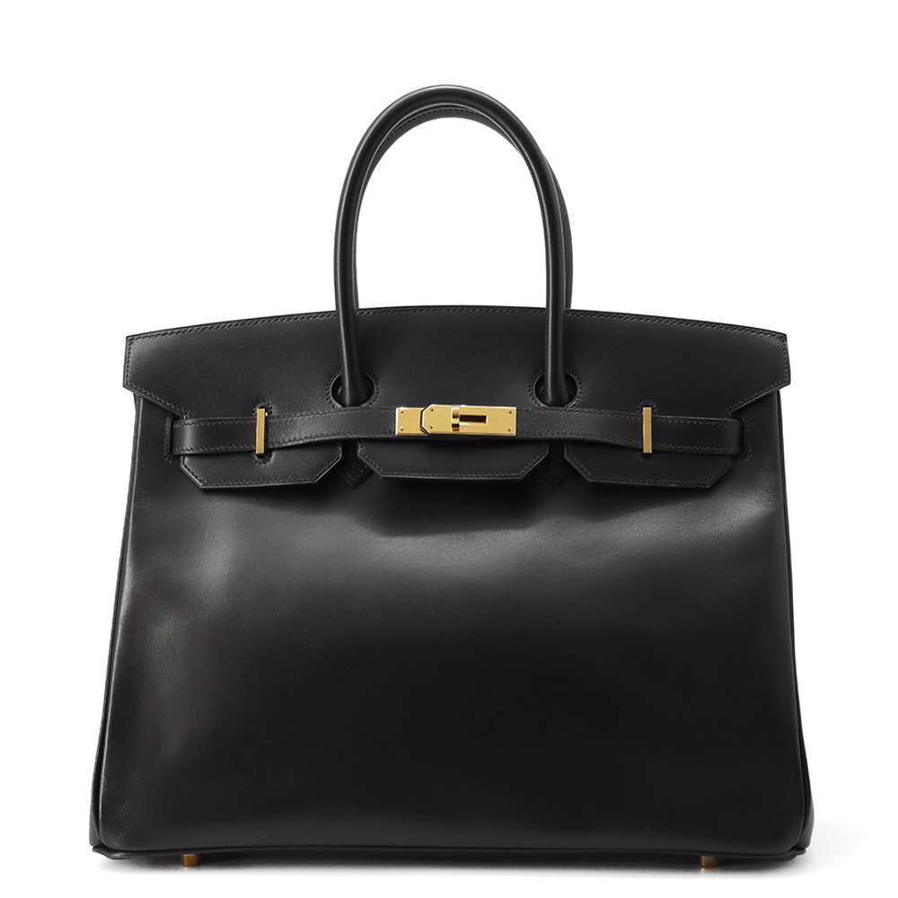 HERMES Birkin Black Box Calf Leather Size 35