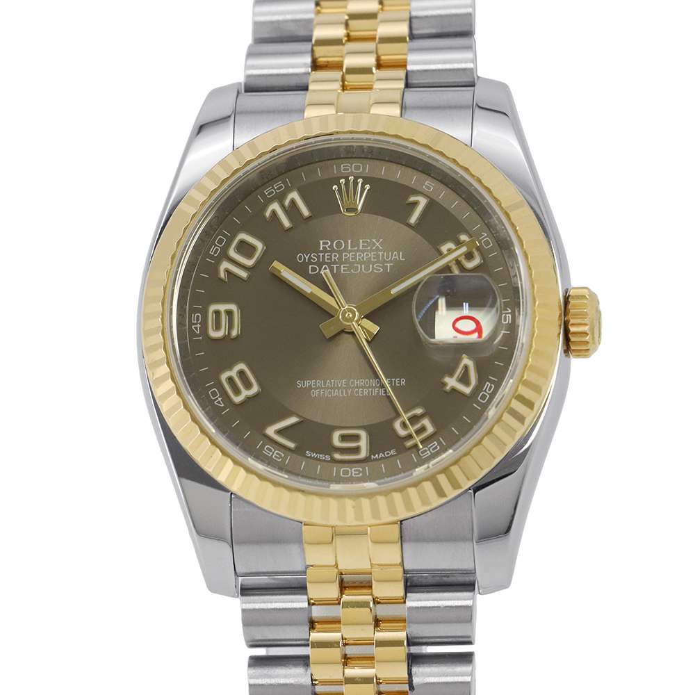 ROLEX Datejust W36mm Stainless Steel K18YG Brown Dial116233