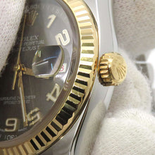 将图像加载到图库查看器中，ROLEX Datejust W36mm Stainless Steel K18YG Brown Dial116233
