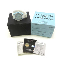 Load image into Gallery viewer, Swatch OMEGA x Swatch Mission to Uranus W42mm Bio Ceramic Nylon Light Blue DialSO33L100
