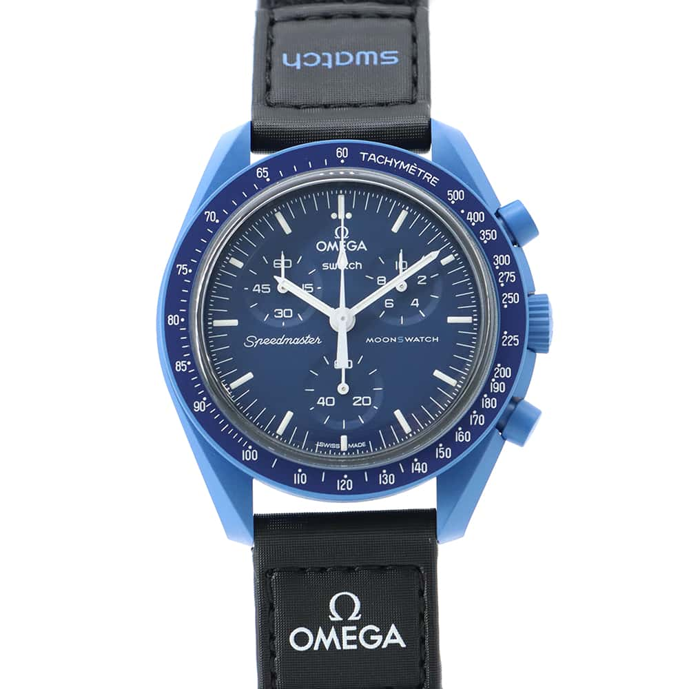 Swatch OMEGAxSwatch Mission to Neptune W42mm Bio Ceramic Nylon Deep Navy Blue DialSO33N100