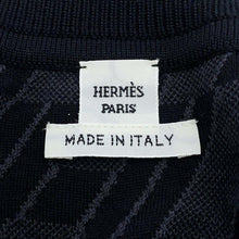 Load image into Gallery viewer, HERMES Long Sleeve Cardigan Bias H Size 42 Black Wool 98% Nylon1% Polyurethane1%
