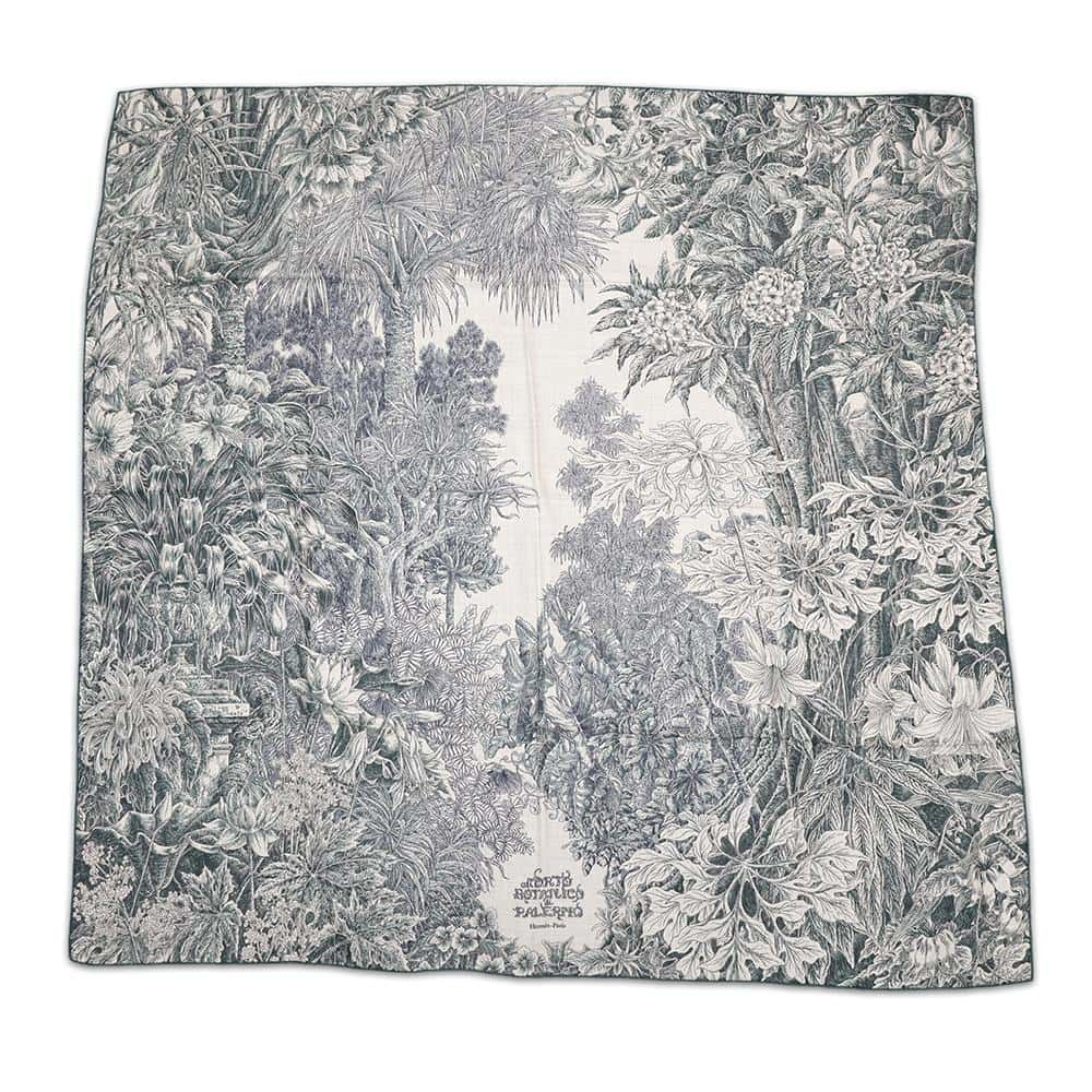 HERMES Carre Gean Palermo Botanical Garden Size 140 Vaerroden/Natural Cashmere70% Silk30%