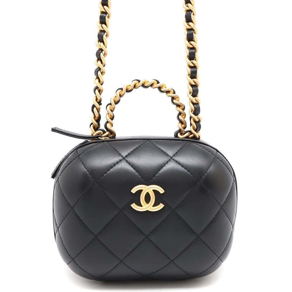 CHANEL Matelasse ChainShoulder Vanity Bag BlackAS3066 Lambskin