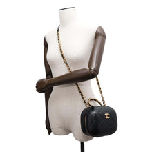 Load image into Gallery viewer, CHANEL Matelasse ChainShoulder Vanity Bag BlackAS3066 Lambskin
