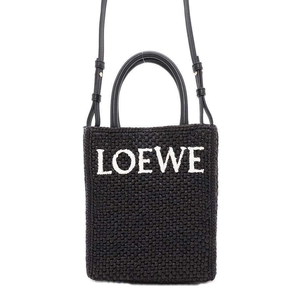 LOEWE Standard A5 Tote Bag Black/WhiteA563S30X09 Raffia