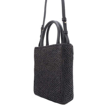 将图像加载到图库查看器中，LOEWE Standard A5 Tote Bag Black/WhiteA563S30X09 Raffia
