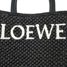 将图像加载到图库查看器中，LOEWE Standard A5 Tote Bag Black/WhiteA563S30X09 Raffia
