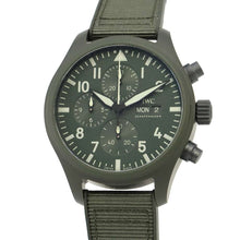 将图像加载到图库查看器中，IWC Pilot&#39;s Watch Chronograph Top Gun Woodland W44.5mm Ceramic Fabric Rubber Green DialIW389106
