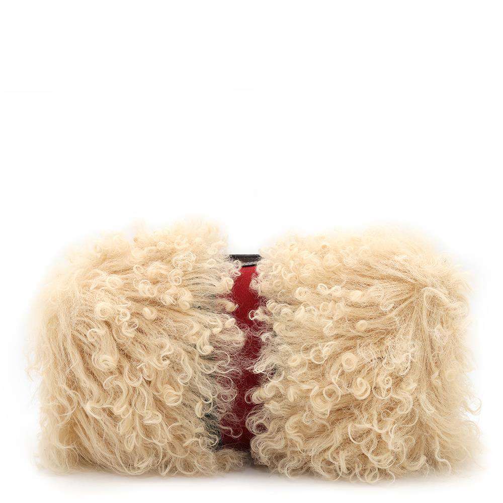 GUCCI Fur cosmetic case with Web stripes Beige759689 Fur