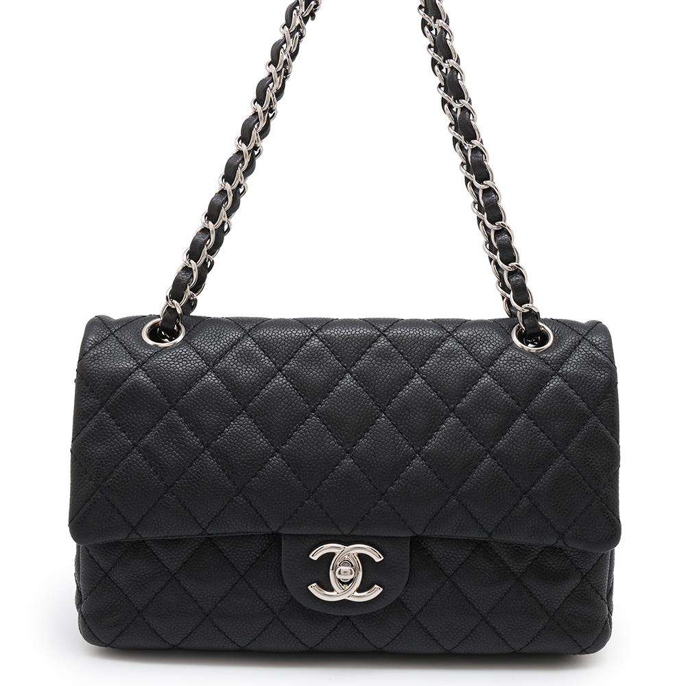 CHANEL Matelasse ChainShoulder Bag BlackA01112 Soft Caviar Leather Size 25