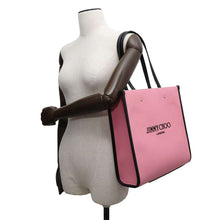 将图像加载到图库查看器中，JIMMY CHOO N/S Tote Pink/Black Canvas Calf Leather Size M
