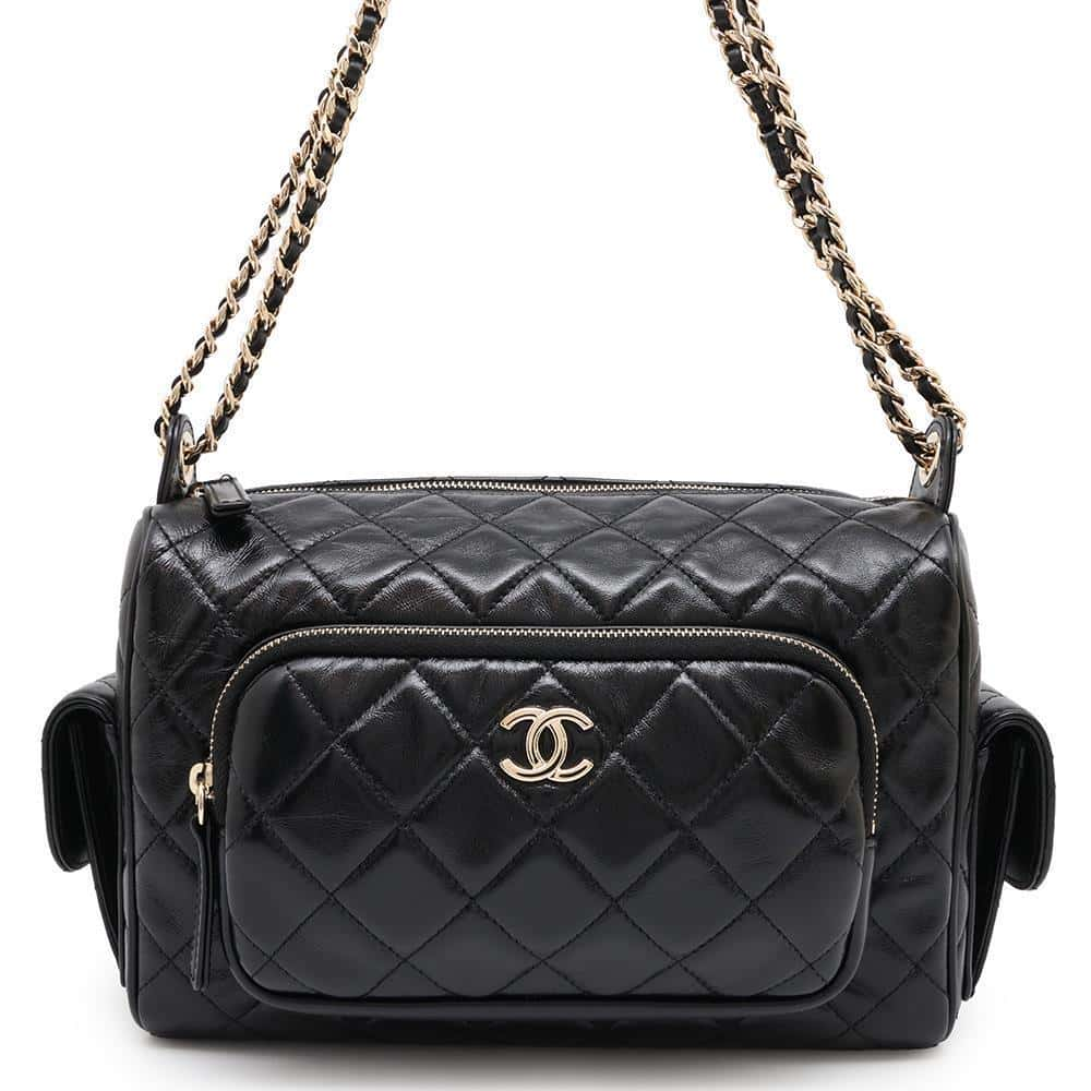 CHANEL Camera Case ChainShoulder Bag BlackAS5156 Shiny Crumple Lambskin