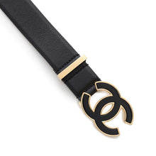 将图像加载到图库查看器中，CHANEL CC Logo Belt Size 70 Black Leather
