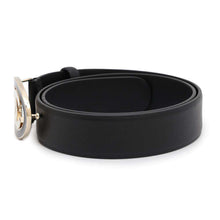 将图像加载到图库查看器中，CHANEL CC Logo Belt Size 70 Black/White Leather
