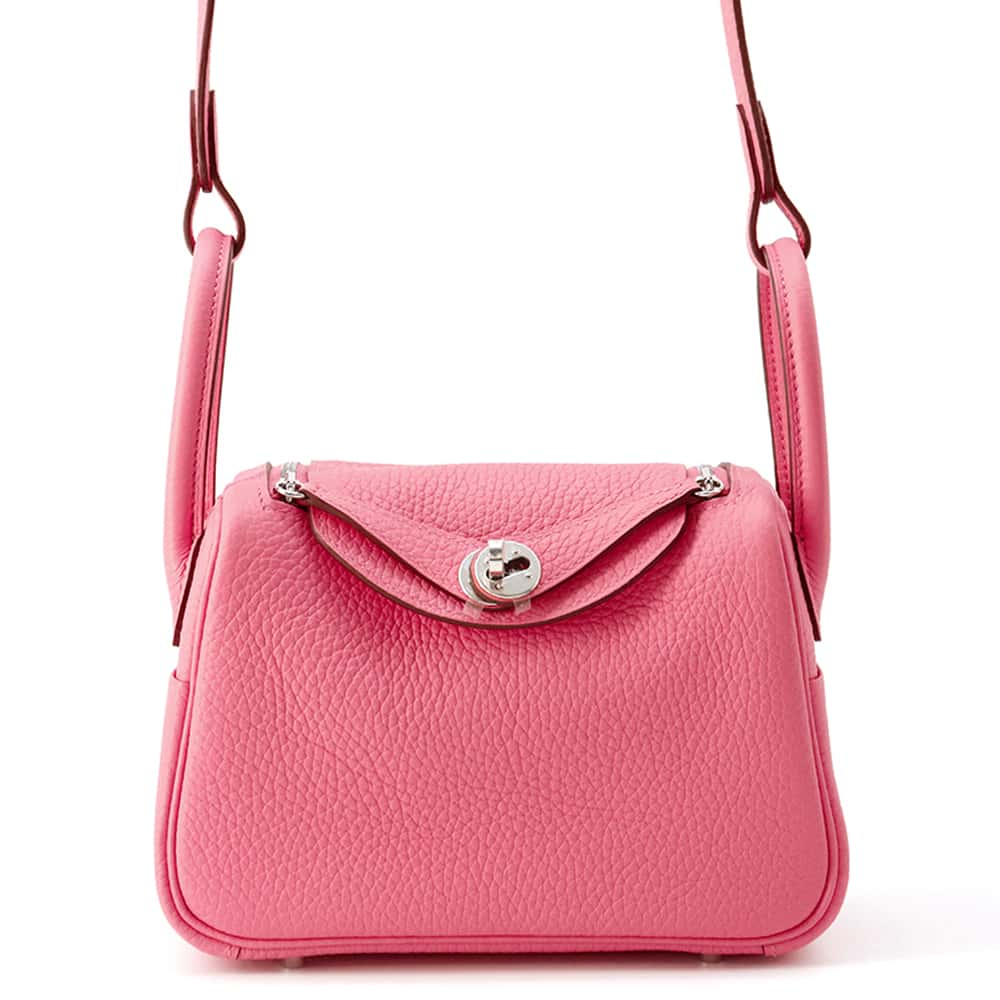 HERMES Lindy Rose Azalee Taurillon Clemence Size Mini