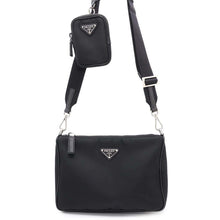 将图像加载到图库查看器中，PRADA Re-Nylon xSaffiano Leather Shoulder Bag Black2VH113 Nylon Leather
