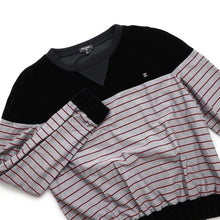 将图像加载到图库查看器中，CHANEL Striped CC Logo sweatshirt Size 36 Black/Gray/RedP73405 Cotton96% Polyester4% Rhinestone
