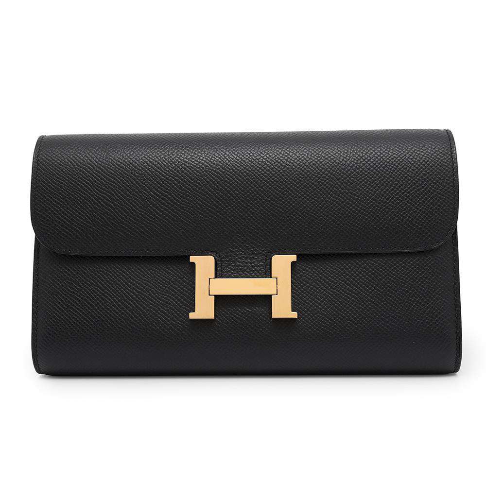 HERMES Constance Long to Go Black Epsom