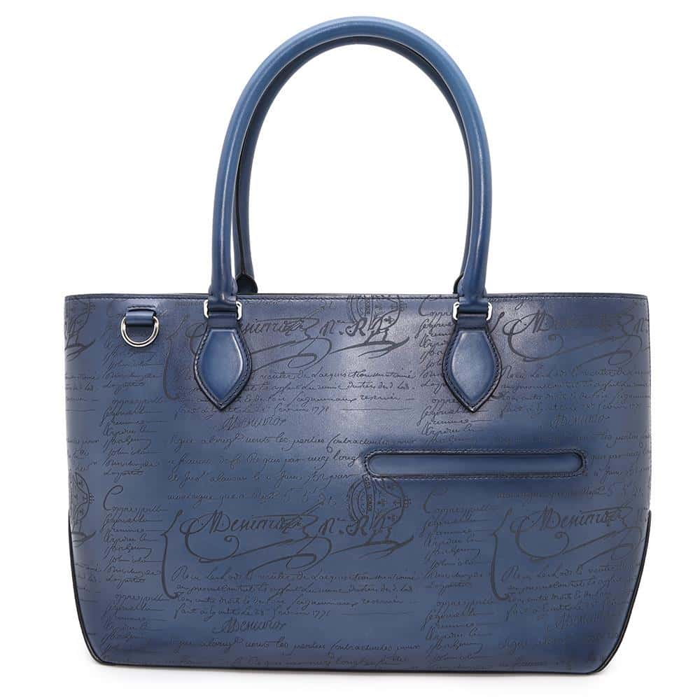 Berluti Calligraphy To Jules Handbag Blue Leather