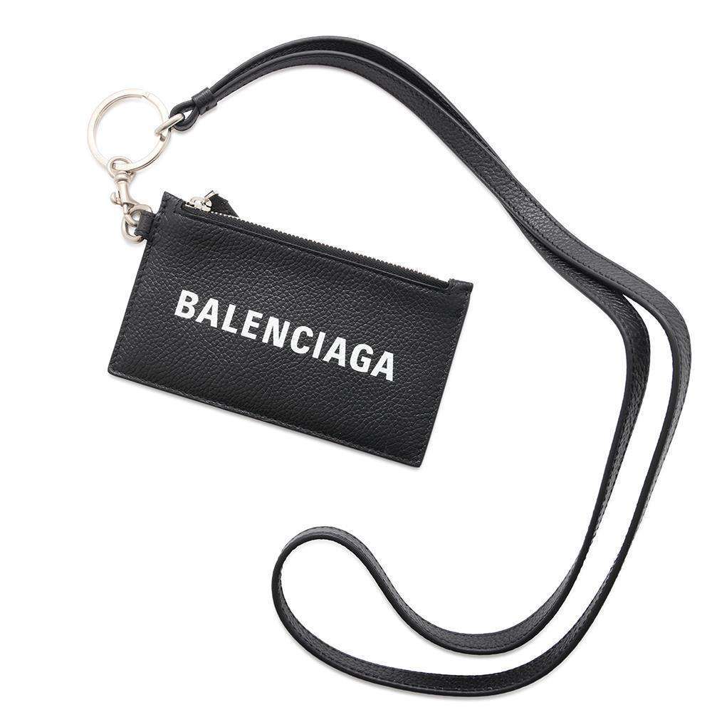 BALENCIAGA Key Ring with Cash Card Case Black594548 Leather