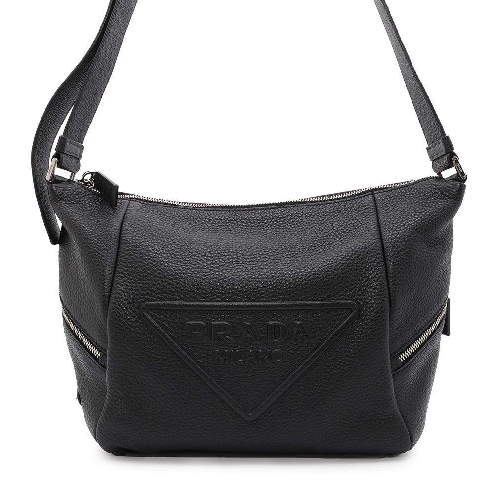 PRADA Triangle Logo Shoulder Bag Black2VH165 Vittero Dino Leather