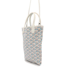 Load image into Gallery viewer, GOYARD Poitier Tote Bag Clairvoy White/Turquise Blue PVC Coated Canvas Calf Leather Size Mini
