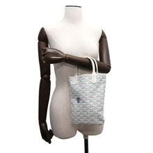 Load image into Gallery viewer, GOYARD Poitier Tote Bag Clairvoy White/Turquise Blue PVC Coated Canvas Calf Leather Size Mini
