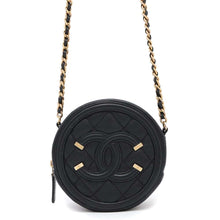 Load image into Gallery viewer, CHANEL CCFiligree Round ChainShoulder Bag BlackAP0365 Caviar Leather
