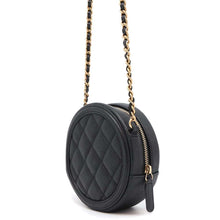 将图像加载到图库查看器中，CHANEL CCFiligree Round ChainShoulder Bag BlackAP0365 Caviar Leather
