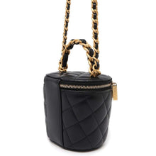 Load image into Gallery viewer, CHANEL Matelasse Top Handle Chain Vanity Black Lambskin
