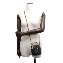 Load image into Gallery viewer, CHANEL Matelasse Top Handle Chain Vanity Black Lambskin
