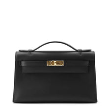 将图像加载到图库查看器中，HERMES PochetteKelly Black Swift Leather Size 22
