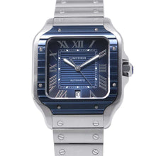 将图像加载到图库查看器中，CARTIER Santos de Cartier watch W39.8mm Stainless Steel PVD Blue DialWSSA0048
