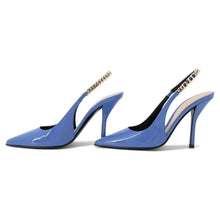 将图像加载到图库查看器中，GUCCI Slingback Pumps Blue783821 Patent Leather Size 35 1/2
