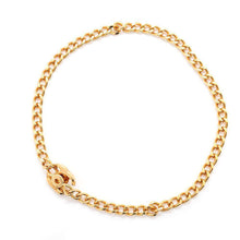 Load image into Gallery viewer, CHANEL CC Logo Turnlock Choker Gold Metal
