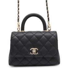 Load image into Gallery viewer, CHANEL Coco Handle 2 Way Chain Shoulder Bag BlackAS2215 Caviar Leather Size XXS
