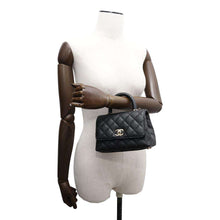 Load image into Gallery viewer, CHANEL Coco Handle 2 Way Chain Shoulder Bag BlackAS2215 Caviar Leather Size XXS
